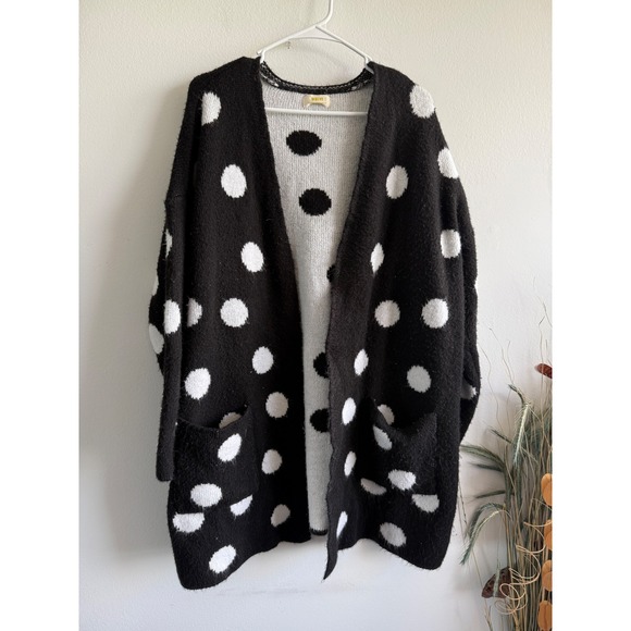 Maeve by Anthropologie Sweaters - Maeve Anthropologie Polka Dot Open Front Cardigan Black White Oversized M/L